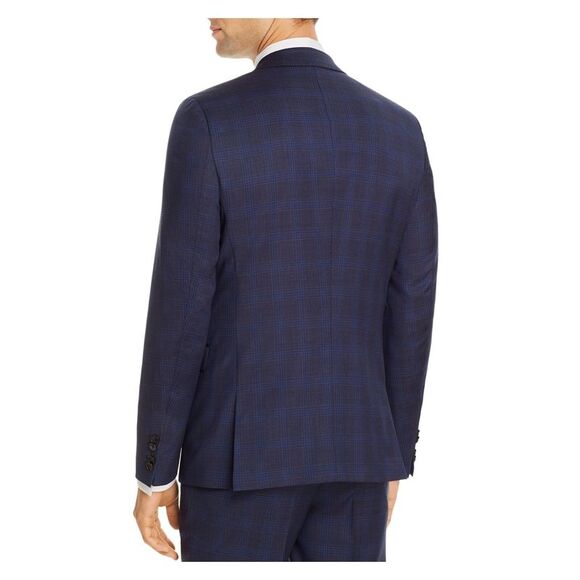 HUGO BOSS Mens Navy Check Extra Slim Fit Suit Separate Blazer Jacket 38R